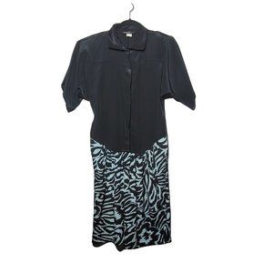 Vintage 90's Dawn Joy Fashions Women's Animal Print Collared Button Dress 11/12‎